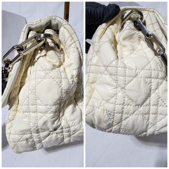 Authentic CHRISTIAN DIOR Lambskin Patent Cannage New Lock Flap Shoulder Bag - Picture 7 of 16